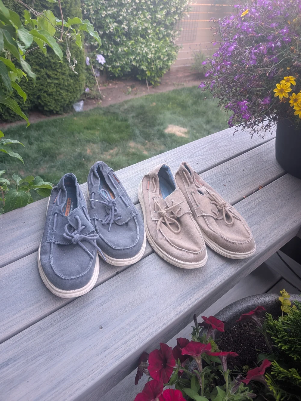 Mens Casual Boat Shoes in Blue and Beige